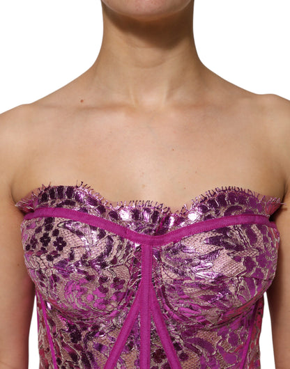 Dolce &amp; Gabbana – Rosafarbenes, ärmelloses Bustier-Korpus-Bluse-Top