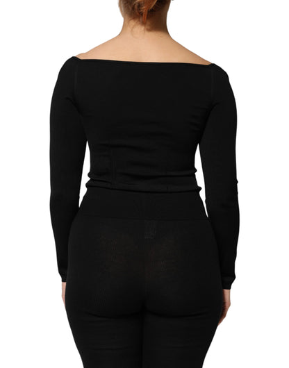 Dolce &amp; Gabbana – Langärmliges Pullover-Bluse-Oberteil aus schwarzer Viskose