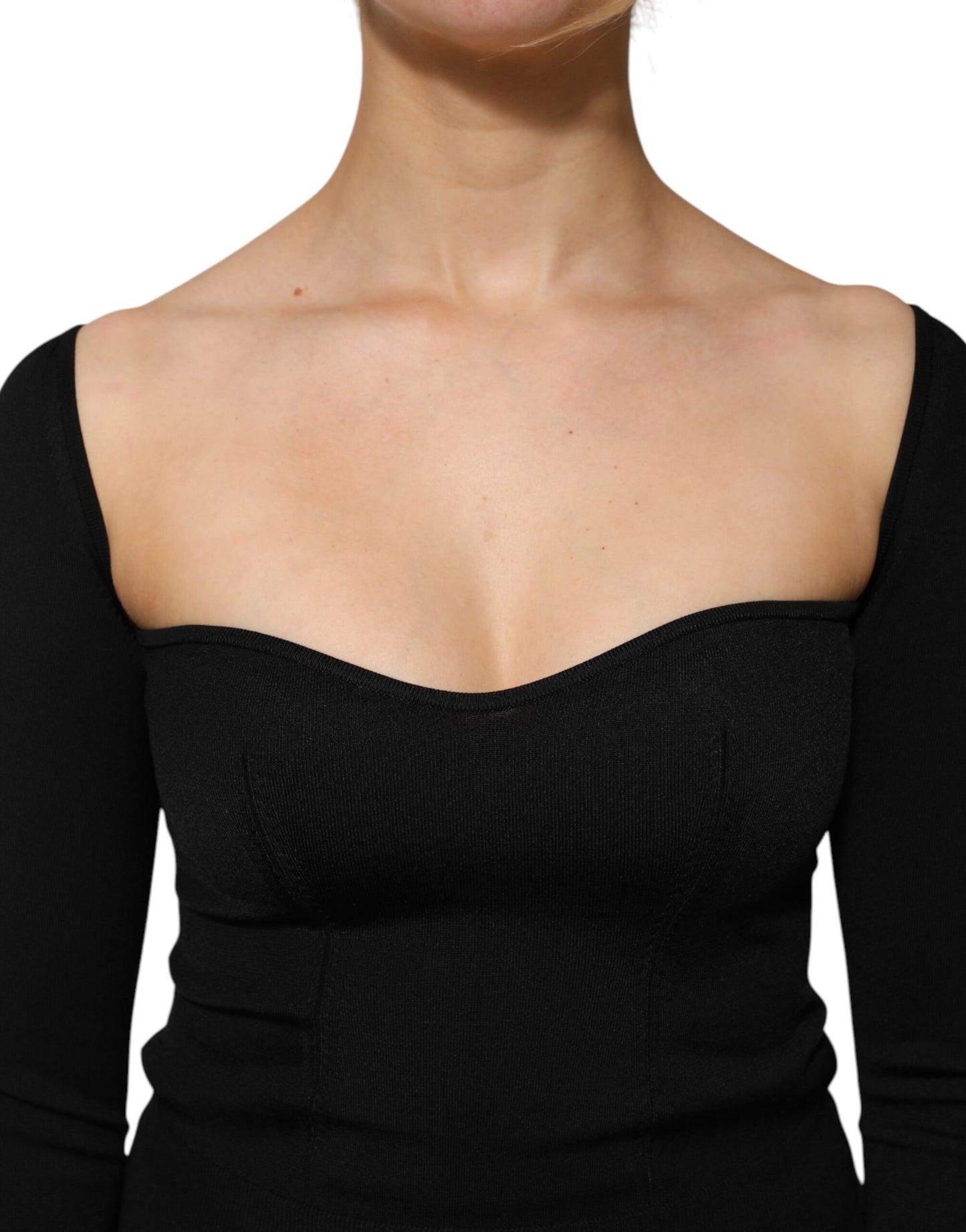 Dolce &amp; Gabbana – Langärmliges Pullover-Bluse-Oberteil aus schwarzer Viskose