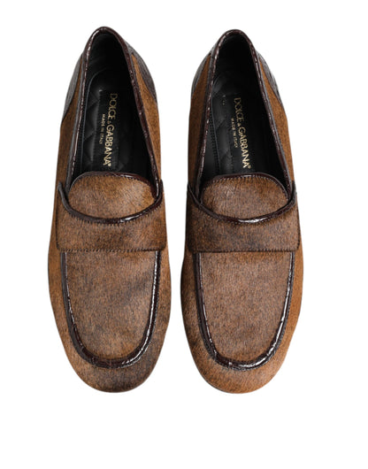 Dolce &amp; Gabbana Brown Loafers Leather Slip On Men Dress Shoes