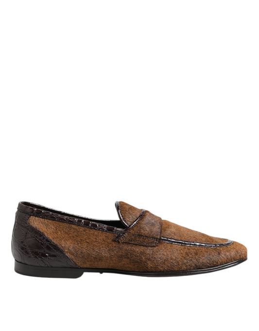 Dolce &amp; Gabbana Brown Loafers Leather Slip On Men Dress Shoes