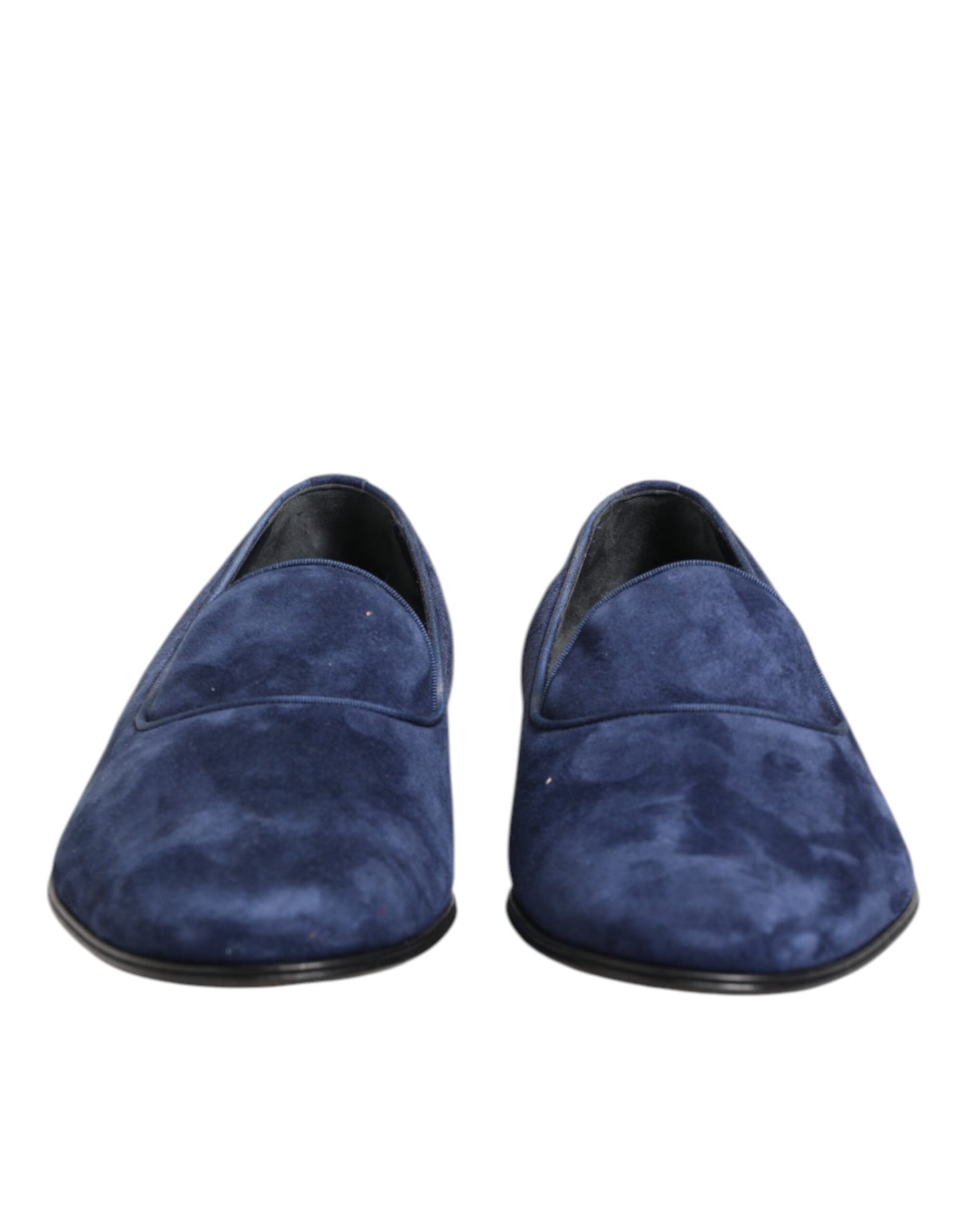 Dolce &amp; Gabbana Blue Velvet DG Logo Loafers Formal Shoes