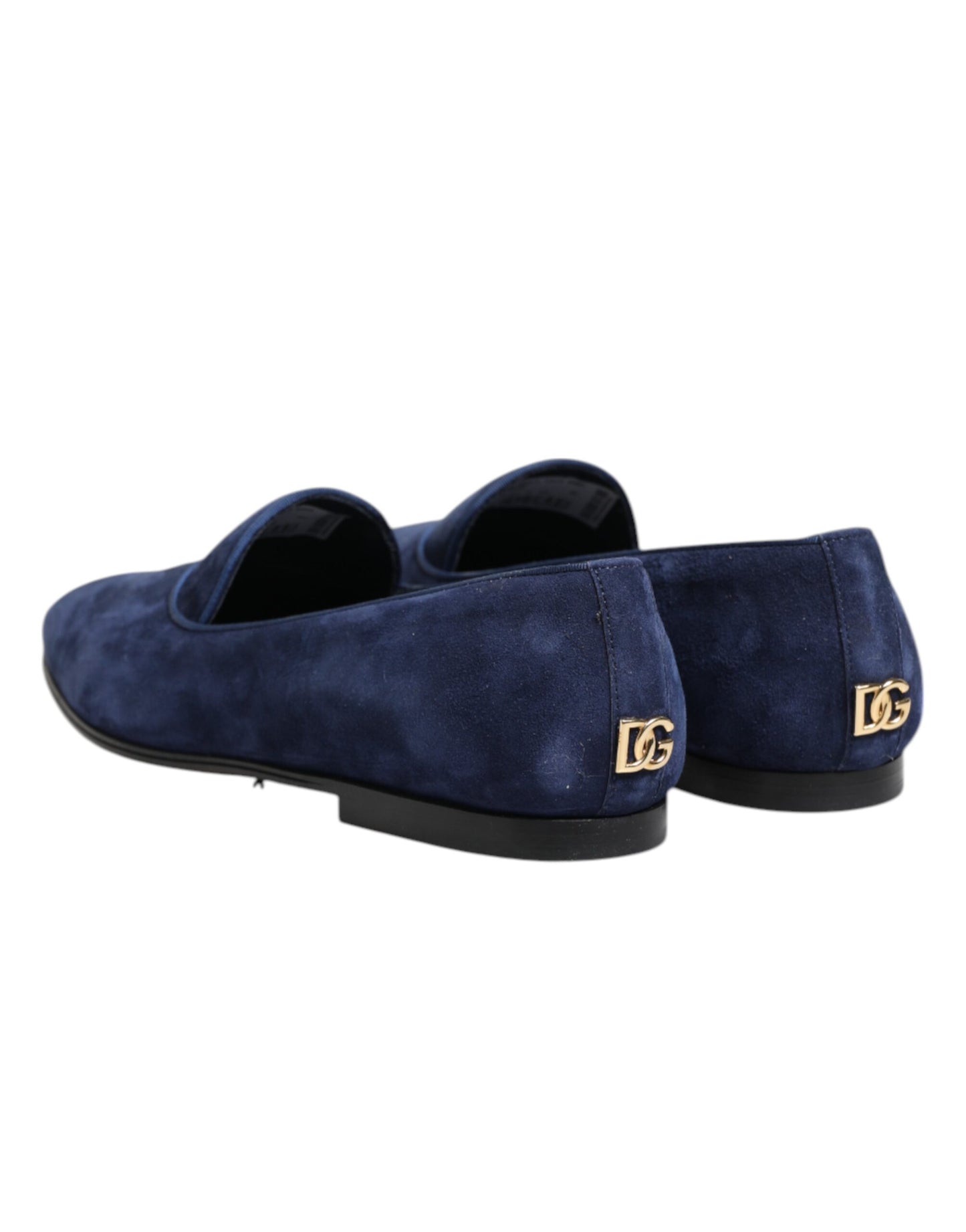 Dolce &amp; Gabbana Blue Velvet DG Logo Loafers Formal Shoes