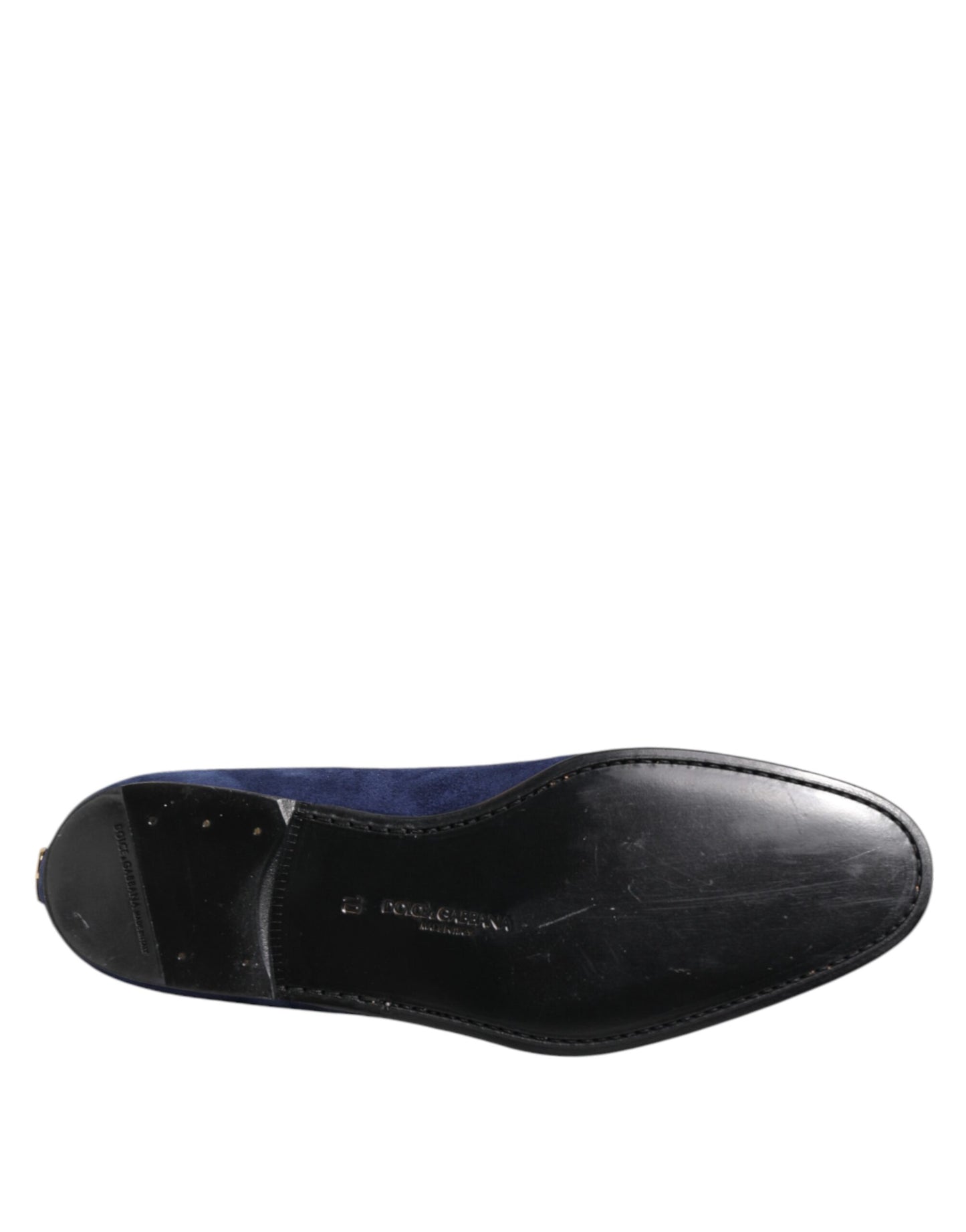 Dolce &amp; Gabbana Blue Velvet DG Logo Loafers Formal Shoes