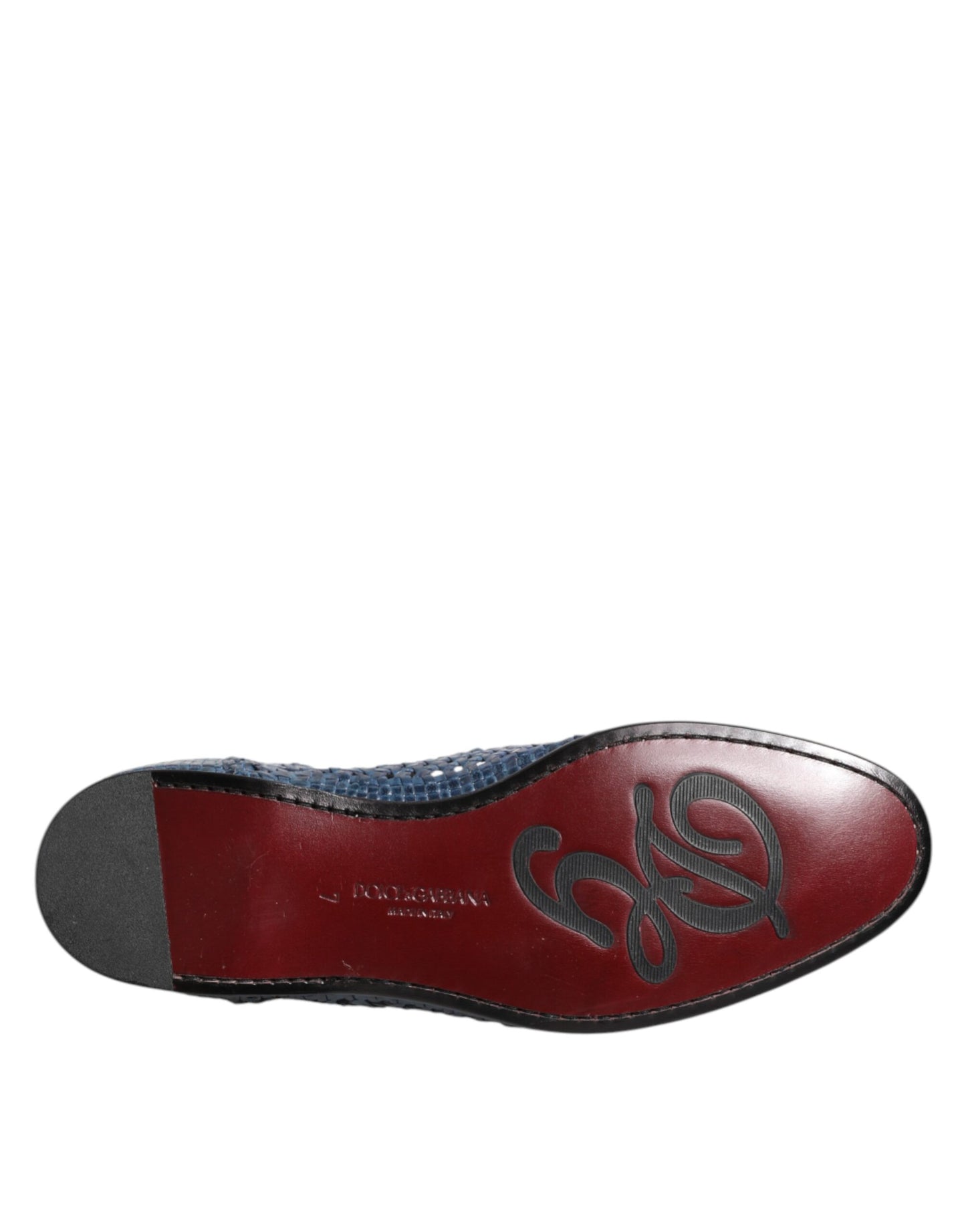 Dolce &amp; Gabbana Blue Woven Leather Slip On Loafers Shoes