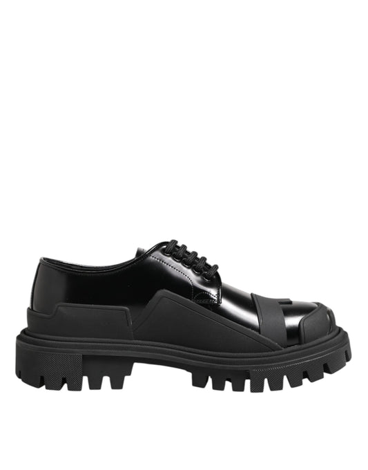Dolce &amp; Gabbana – Trekking-Derby-Schuhe aus schwarzem Lackleder