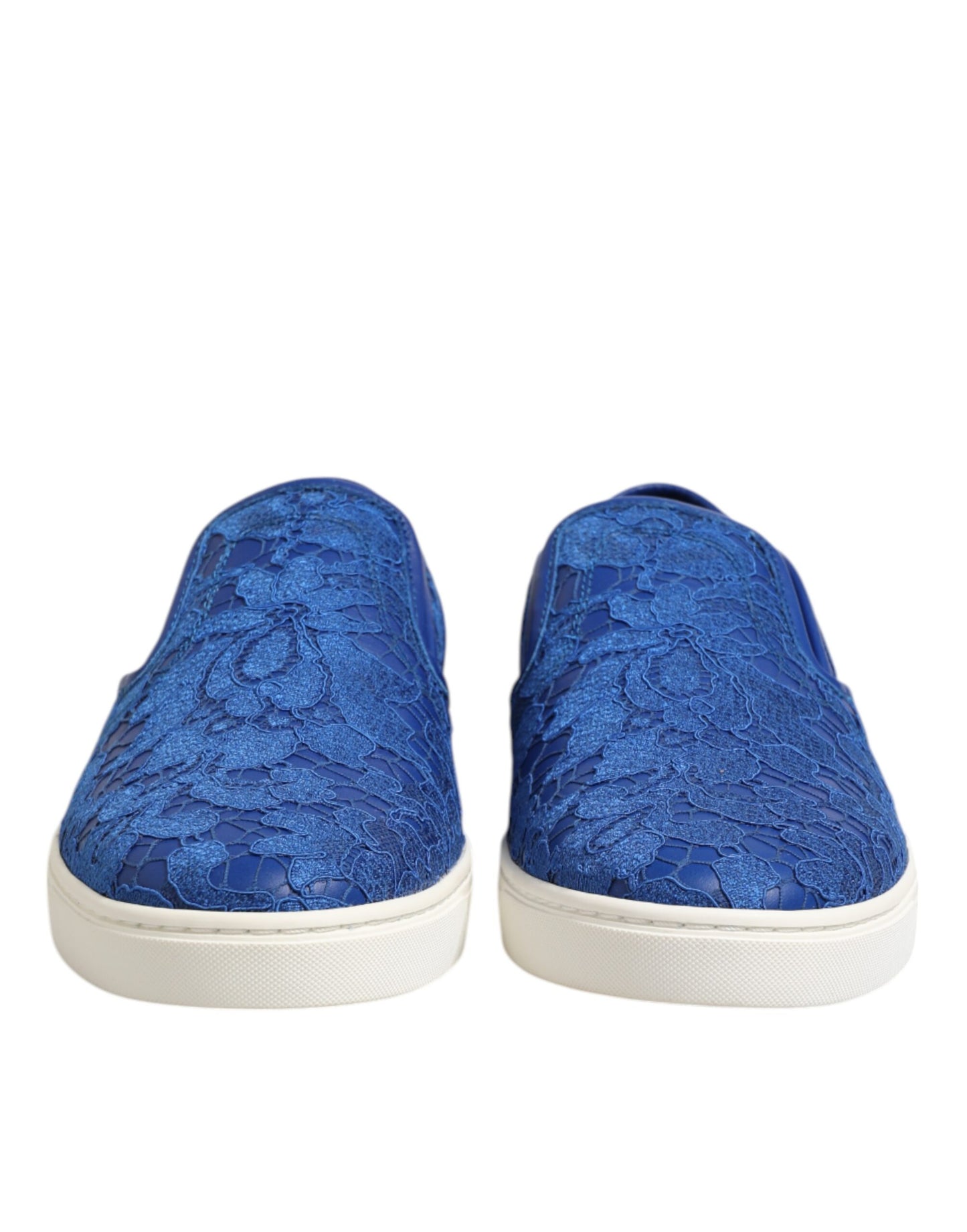 Dolce &amp; Gabbana Blue Leather Lace Slip On Sneaker Shoes