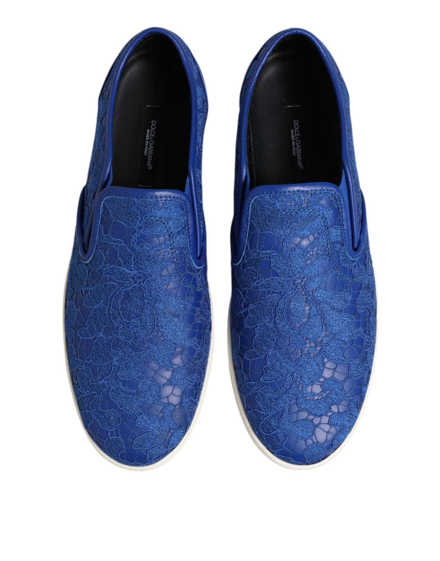 Dolce &amp; Gabbana Blue Leather Lace Slip On Sneaker Shoes