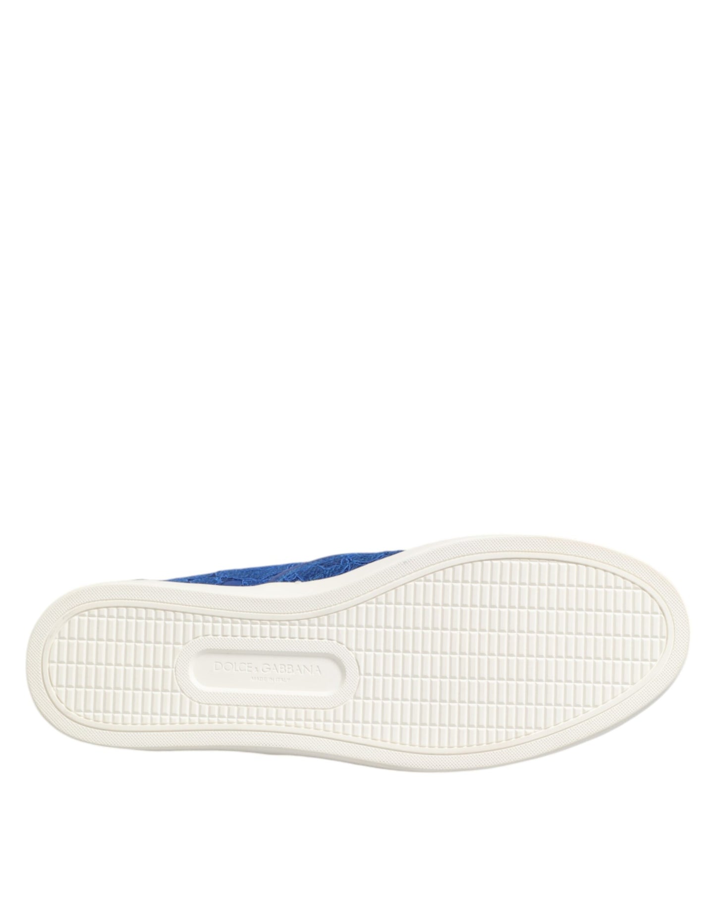 Dolce &amp; Gabbana Blue Leather Lace Slip On Sneaker Shoes