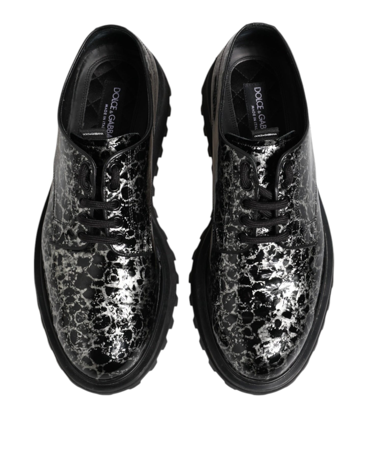 Dolce &amp; Gabbana – Klobige Derby-Schuhe aus Kalbsleder in Schwarz und Weiß