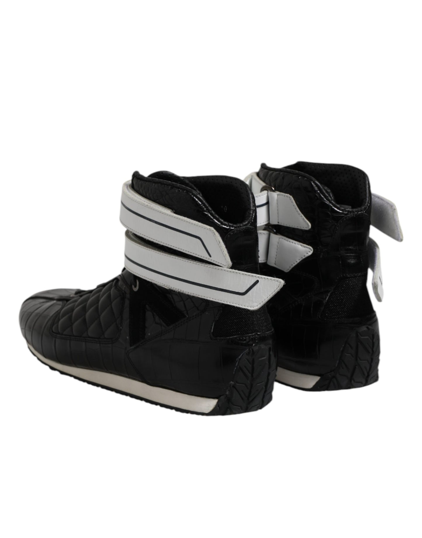 Dolce &amp; Gabbana Black Quilted Leather Lace Up Sneakers Shoes