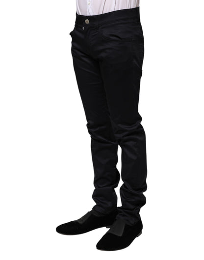 Dolce &amp; Gabbana – Schwarze Skinny-Hose aus Baumwolle mit mittlerer Taille