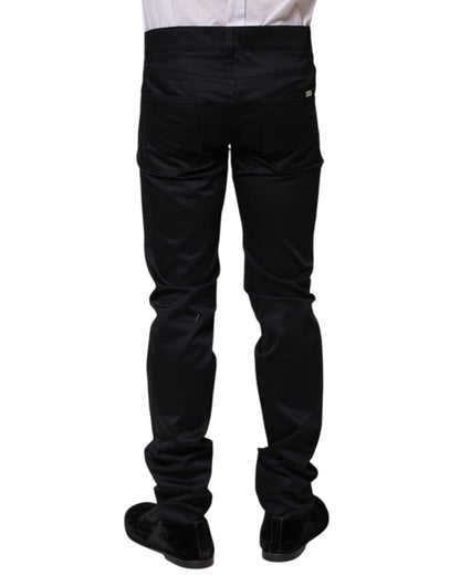 Dolce &amp; Gabbana – Schwarze Skinny-Hose aus Baumwolle mit mittlerer Taille