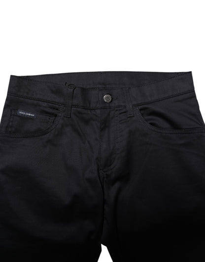 Dolce &amp; Gabbana – Schwarze Skinny-Hose aus Baumwolle mit mittlerer Taille