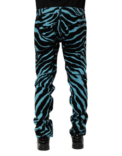 Dolce &amp; Gabbana Blue Black Stripes Skinny Denim Jeans