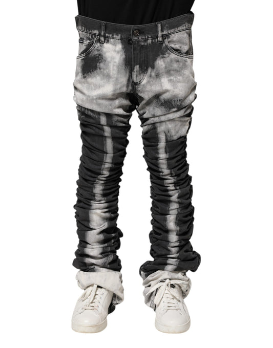 Dolce &amp; Gabbana – Schwarze Jeans mit geradem Schnitt und Batikmuster