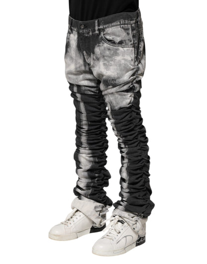 Dolce &amp; Gabbana – Schwarze Jeans mit geradem Schnitt und Batikmuster