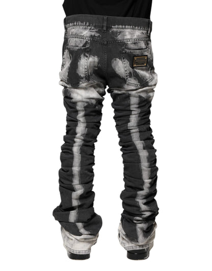 Dolce &amp; Gabbana – Schwarze Jeans mit geradem Schnitt und Batikmuster