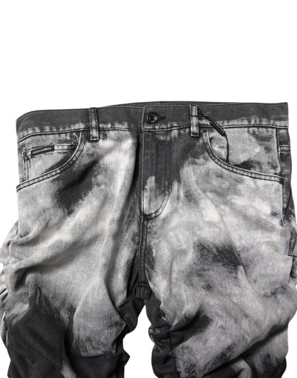 Dolce &amp; Gabbana – Schwarze Jeans mit geradem Schnitt und Batikmuster