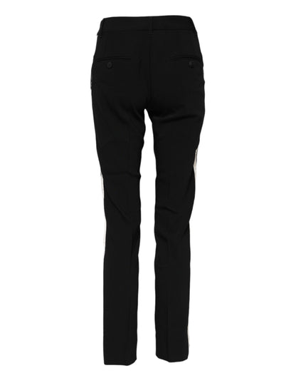 Dolce &amp; Gabbana – Schwarze Anzughose aus Wolle mit mittlerer Taille und schmalem Schnitt