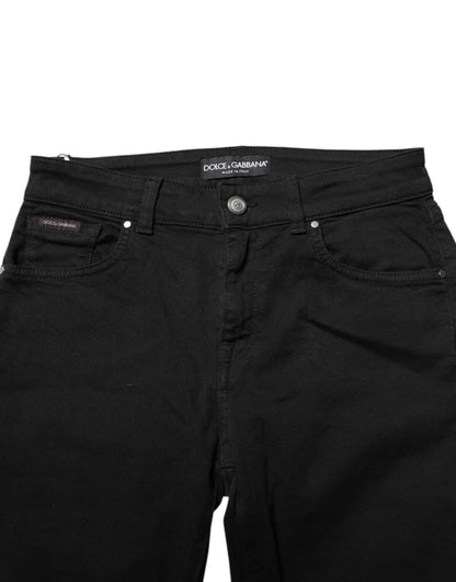 Dolce &amp; Gabbana – Schwarze Skinny-Jeans aus Baumwolle mit mittlerer Taille
