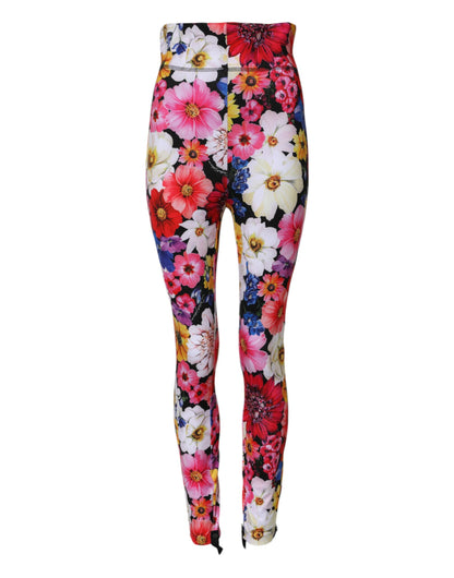 Dolce &amp; Gabbana Leggings mit mehrfarbigem Blumenmuster und hoher Taille