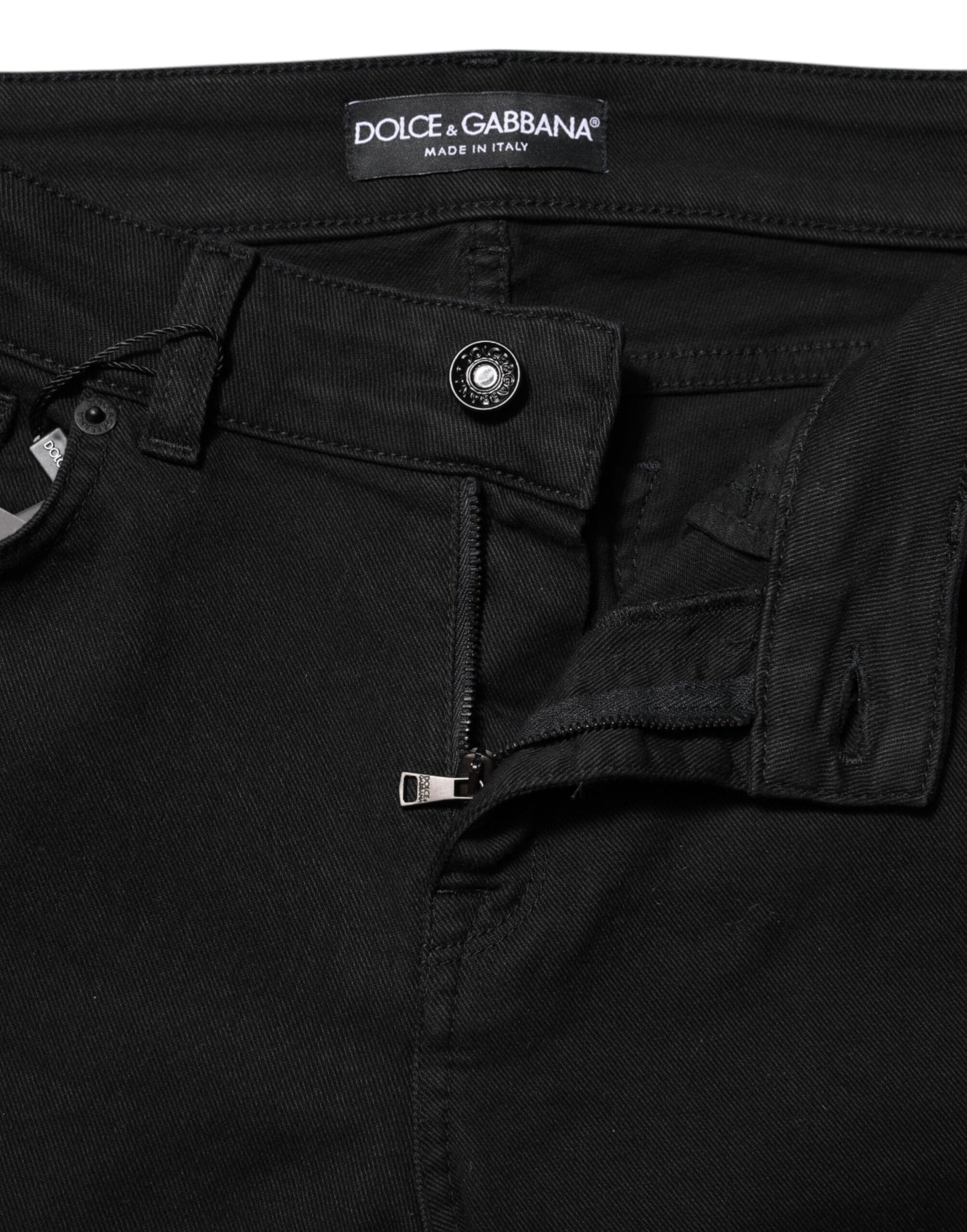 Dolce &amp; Gabbana – Schwarze Skinny-Jeans aus Baumwolle mit mittlerer Taille