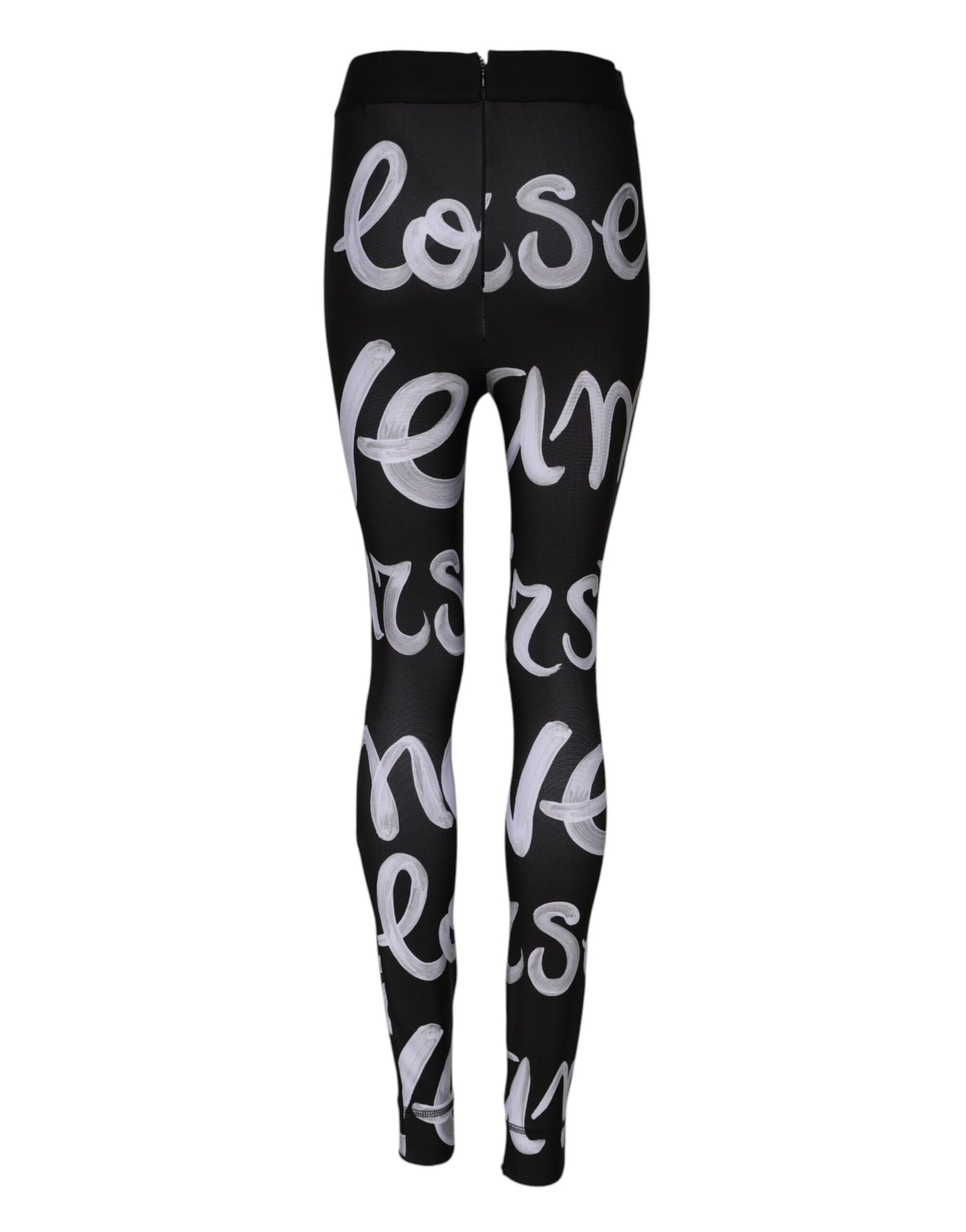Dolce &amp; Gabbana – Schwarze Hose mit mittelhohem Bund aus Polyester mit Logo-Print