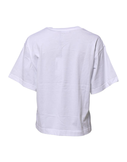 Dolce &amp; Gabbana – Weißes Baumwoll-T-Shirt mit Rundhalsausschnitt und grafischem Print