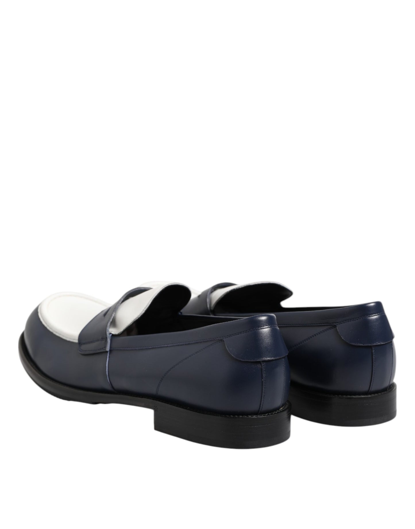 Dolce &amp; Gabbana Black White Leather Slip On Loafers Men Dress Shoes