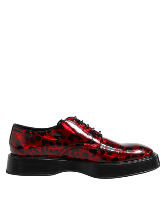 Dolce &amp; Gabbana – Derby-Schuhe für formelle Herren mit rotem Leopardenmuster