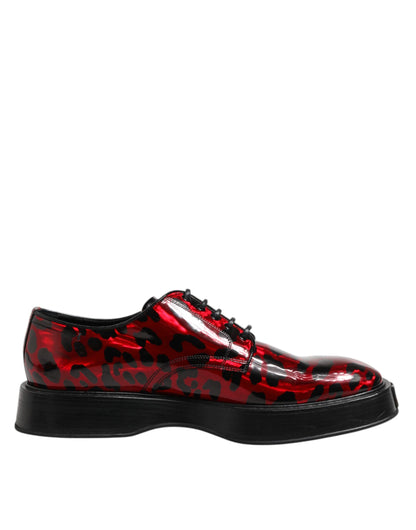 Dolce &amp; Gabbana – Derby-Schuhe für formelle Herren mit rotem Leopardenmuster