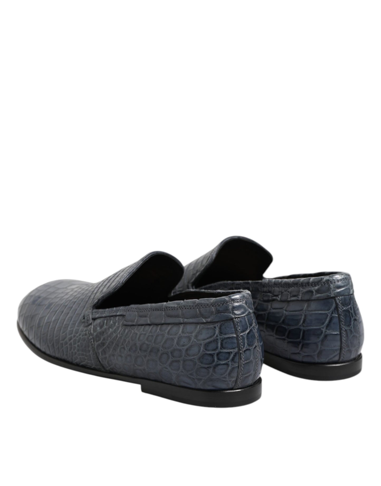 Dolce &amp; Gabbana Blue Exotic Leather Slip On Loafers Men Dress Shoes