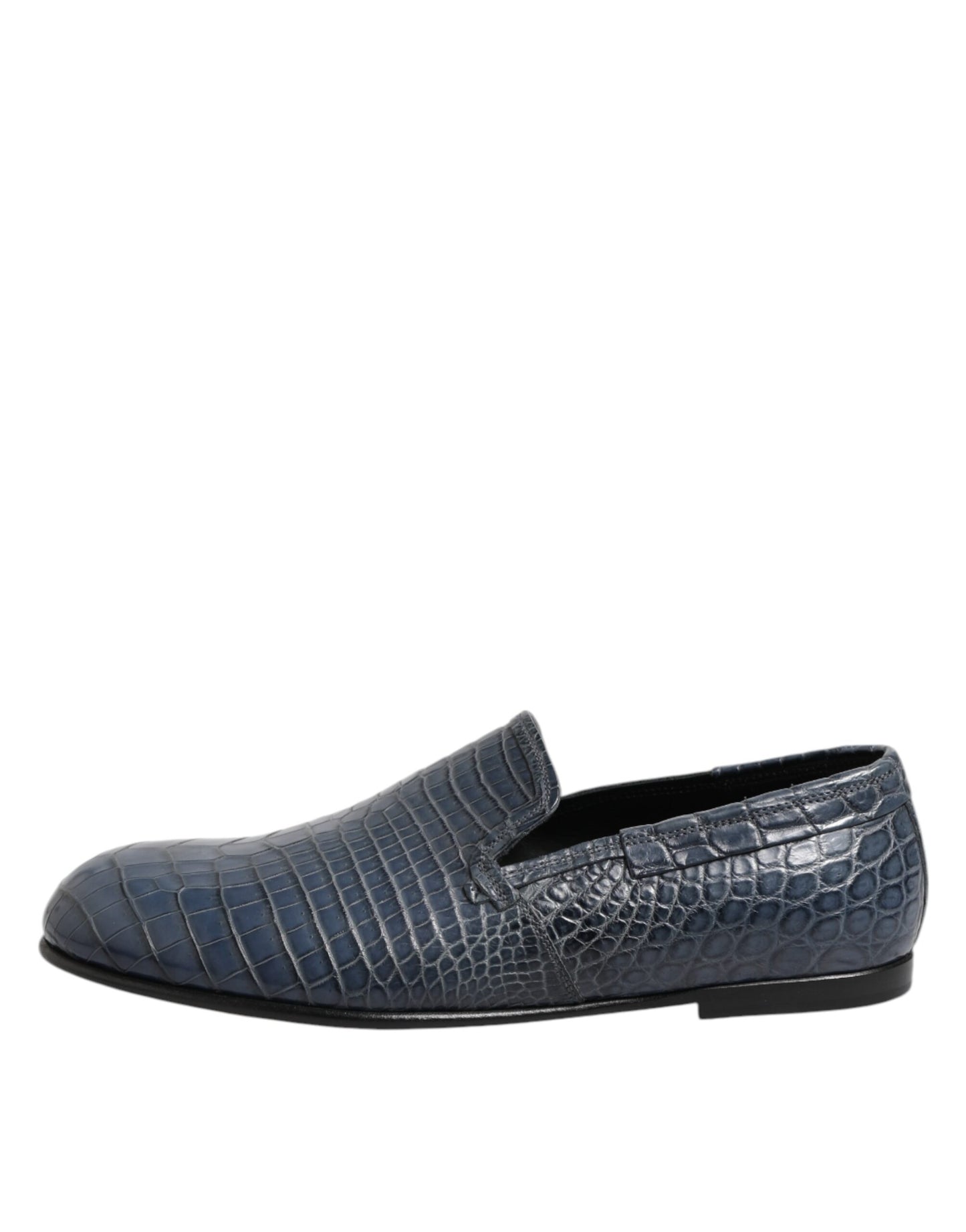 Dolce &amp; Gabbana Blue Exotic Leather Slip On Loafers Men Dress Shoes