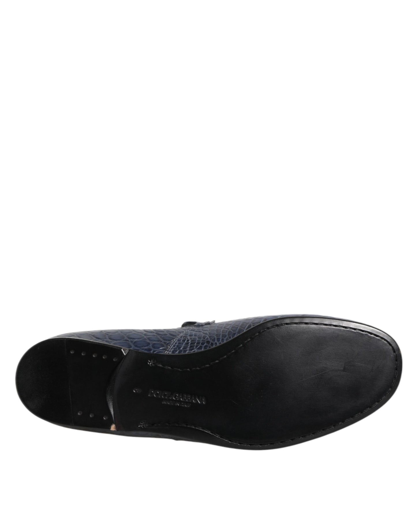Dolce &amp; Gabbana Blue Exotic Leather Slip On Loafers Men Dress Shoes