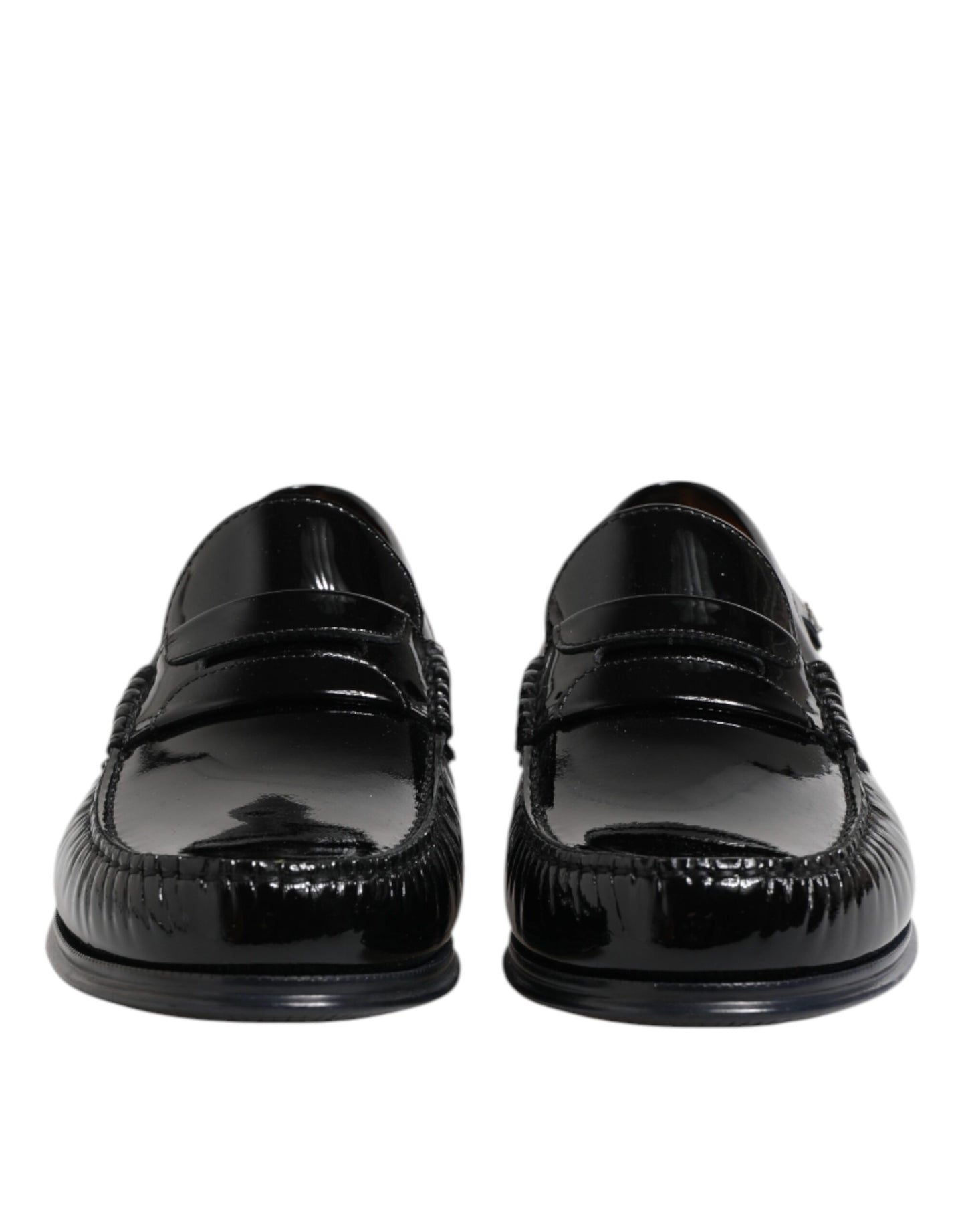 Dolce &amp; Gabbana Black Leather Slip On Loafers Dress Shoes