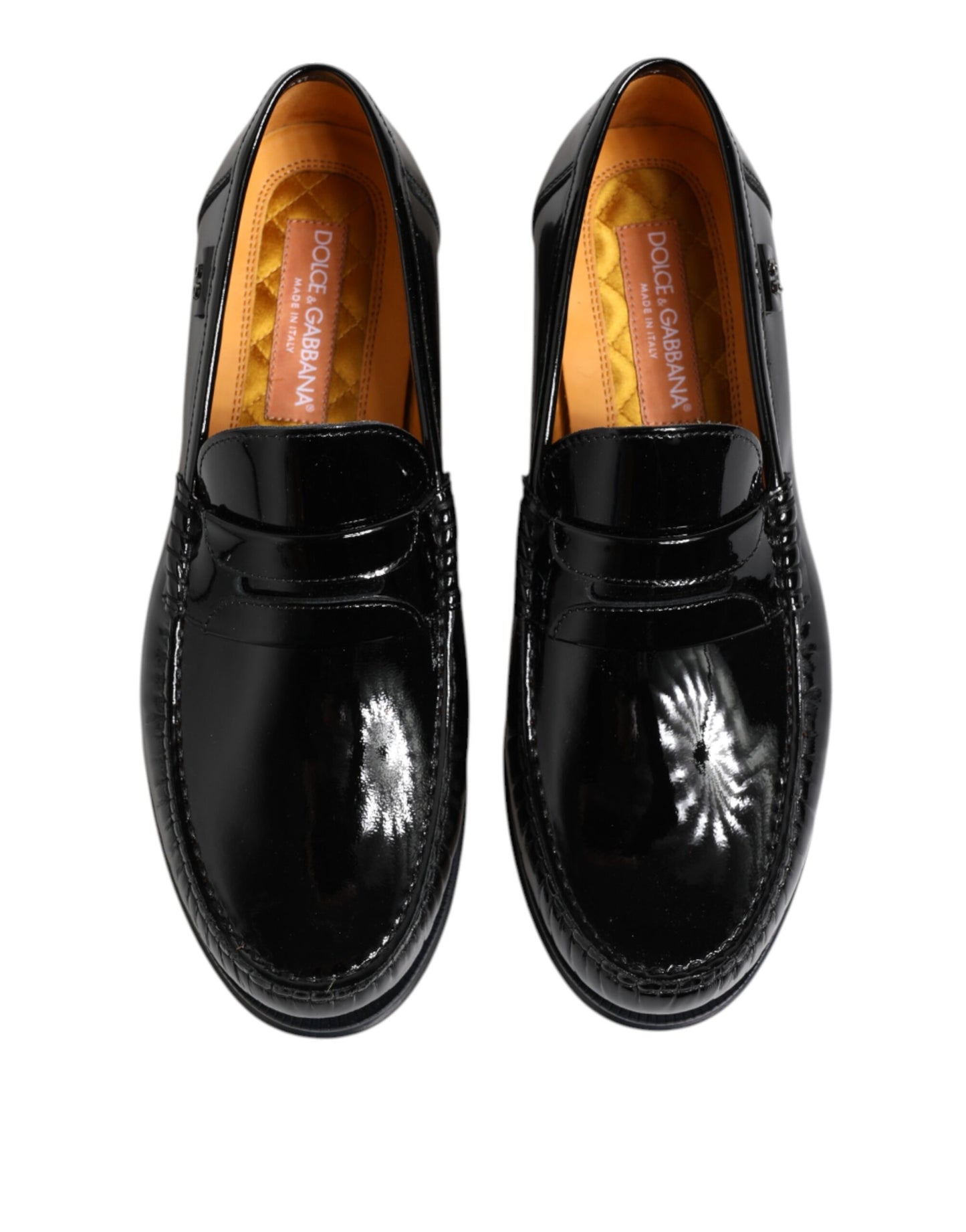 Dolce &amp; Gabbana Black Leather Slip On Loafers Dress Shoes