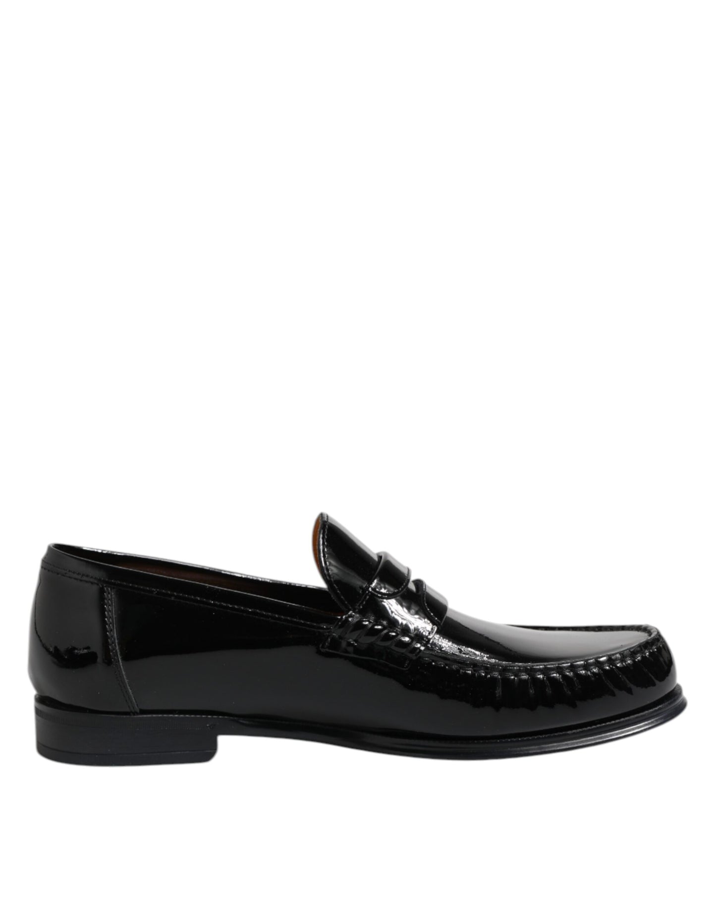Dolce &amp; Gabbana Black Leather Slip On Loafers Dress Shoes