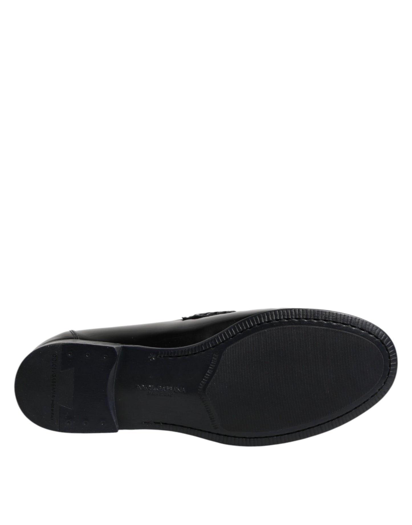 Dolce &amp; Gabbana Black Leather Slip On Loafers Dress Shoes