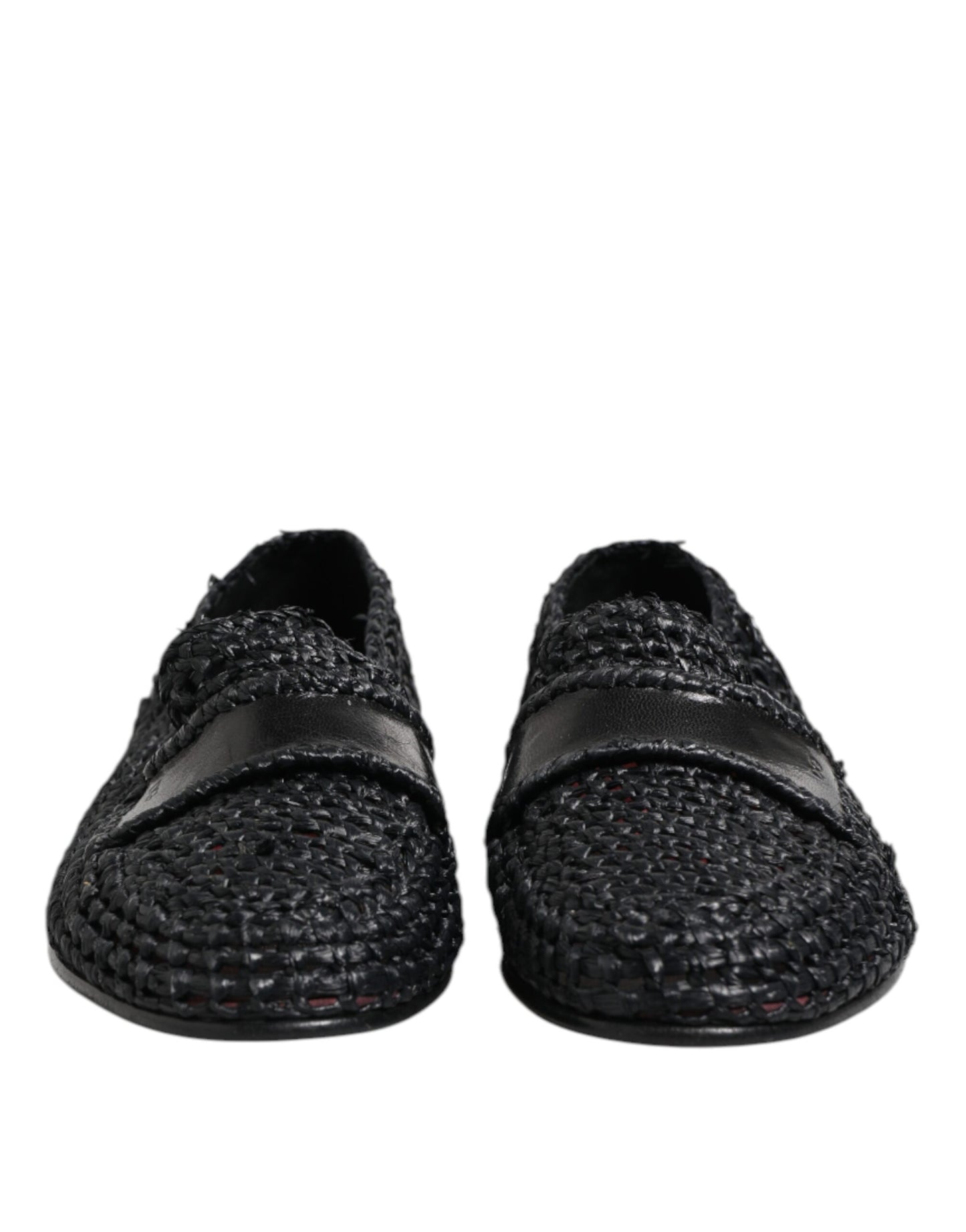 Dolce &amp; Gabbana Black Woven Leather Slip On Loafers Men Shoes