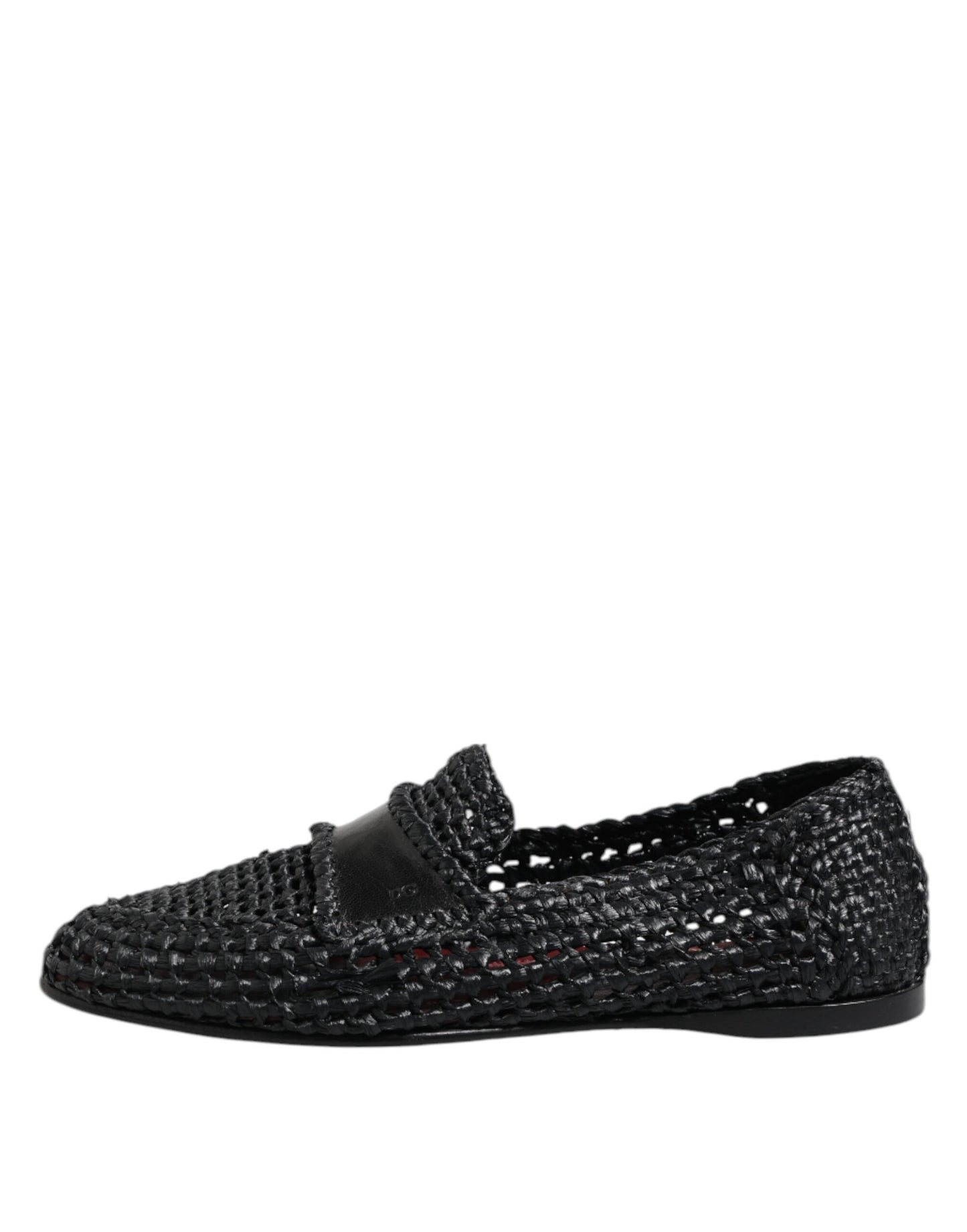 Dolce &amp; Gabbana Black Woven Leather Slip On Loafers Men Shoes