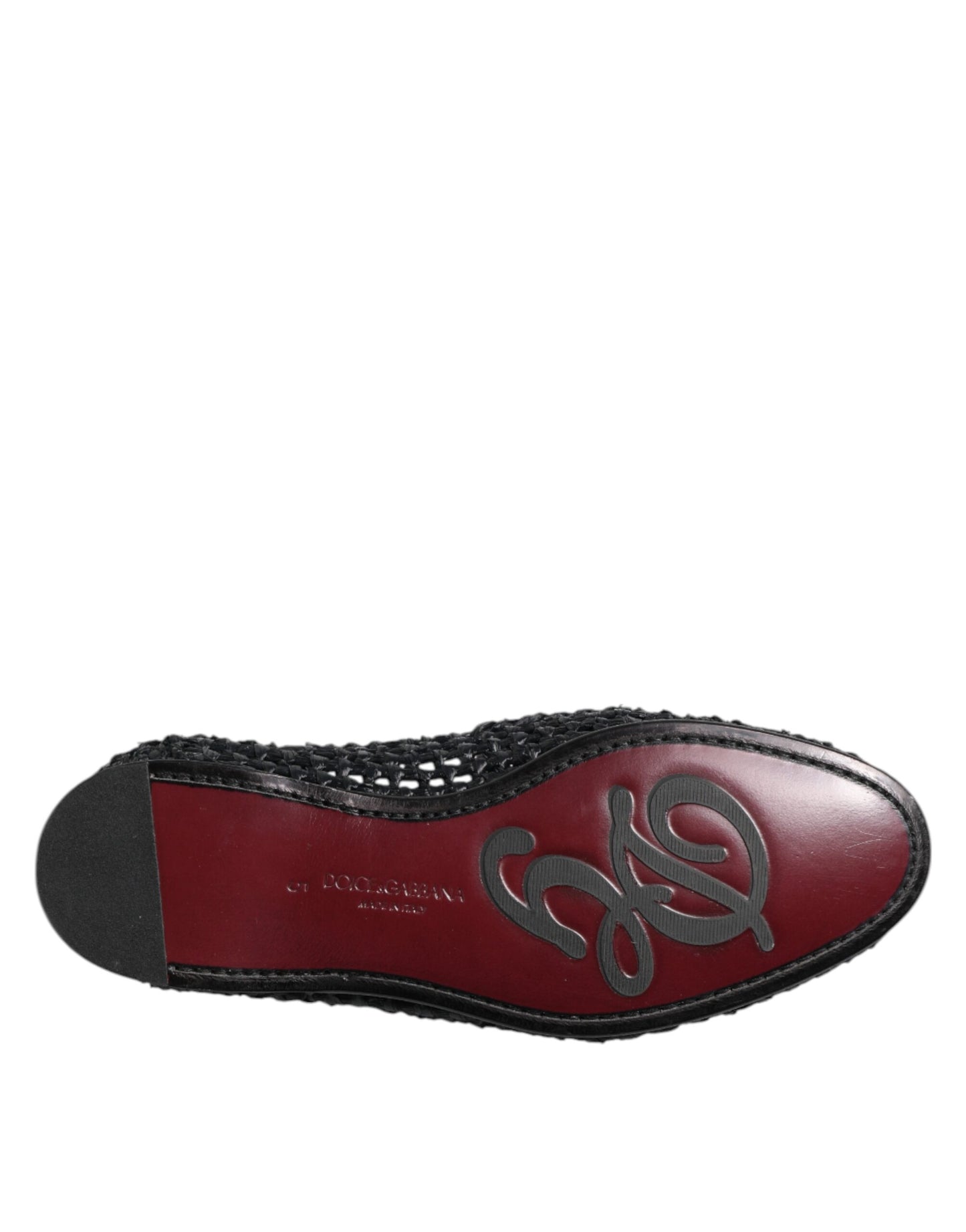 Dolce &amp; Gabbana Black Woven Leather Slip On Loafers Men Shoes