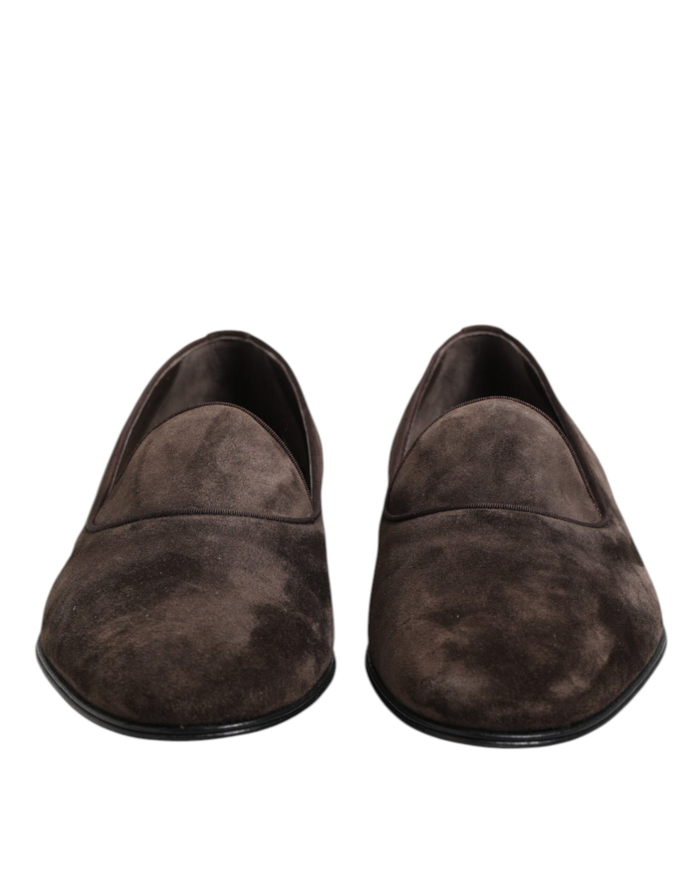 Dolce &amp; Gabbana Brown Velvet Leather Slip On Loafers Shoes