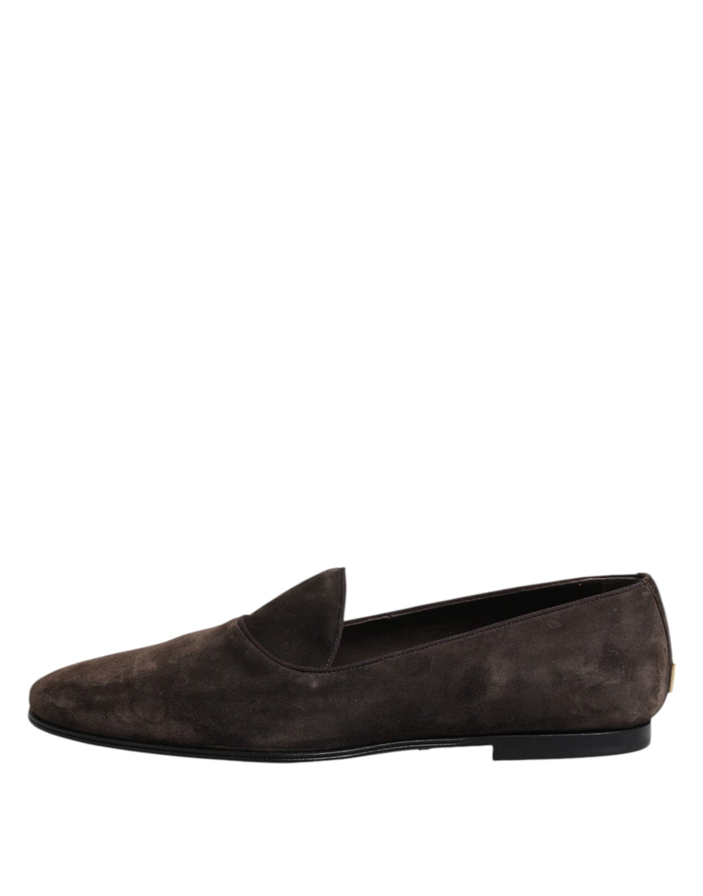 Dolce &amp; Gabbana Brown Velvet Leather Slip On Loafers Shoes