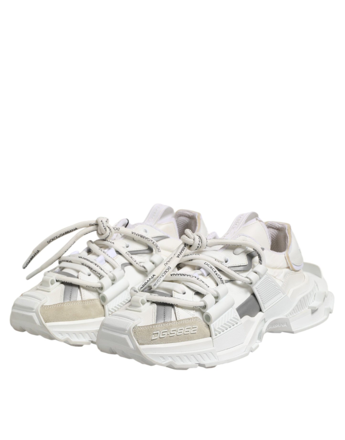 Dolce &amp; Gabbana White Gray Low Top Space Sneakers Shoes