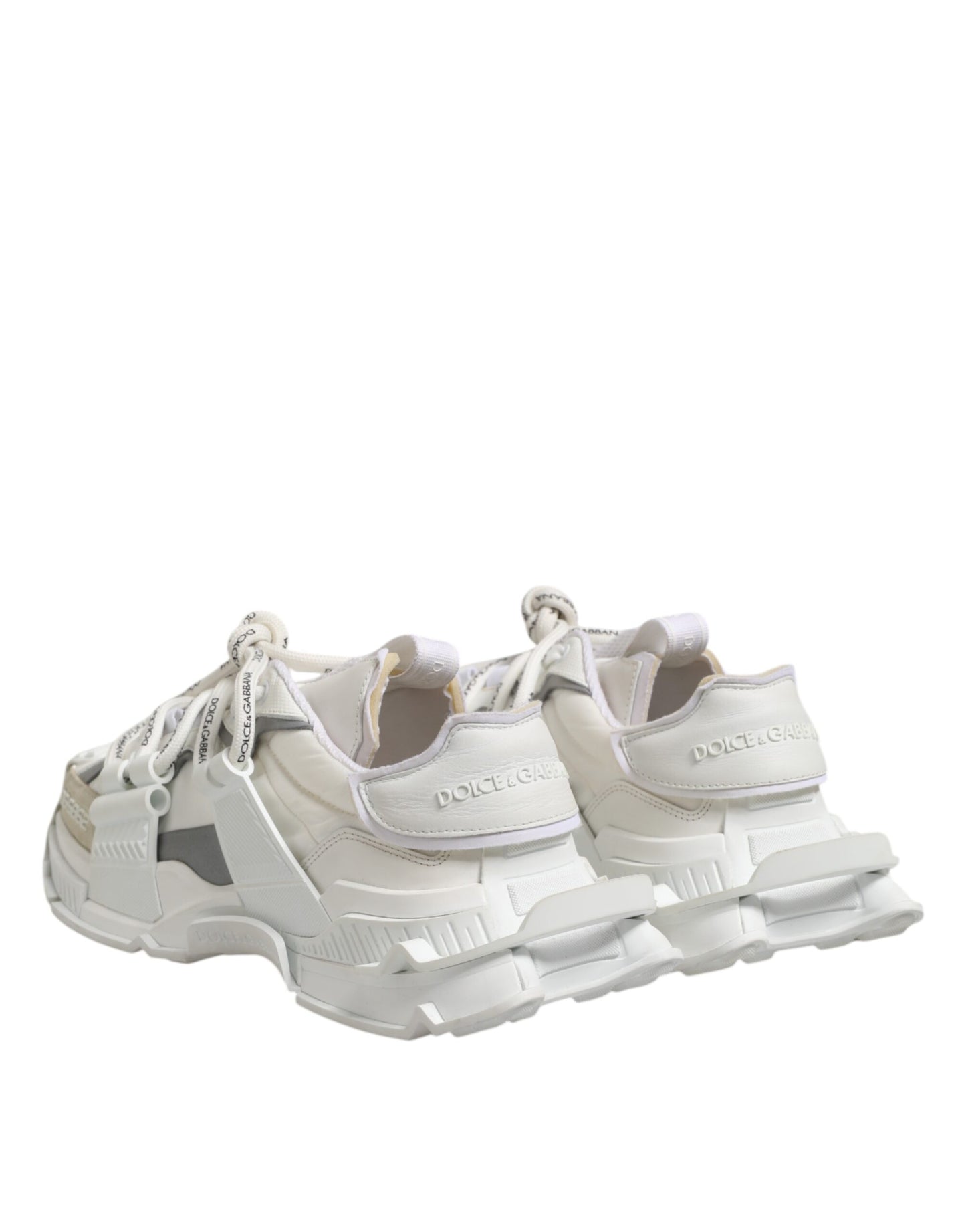 Dolce &amp; Gabbana White Gray Low Top Space Sneakers Shoes