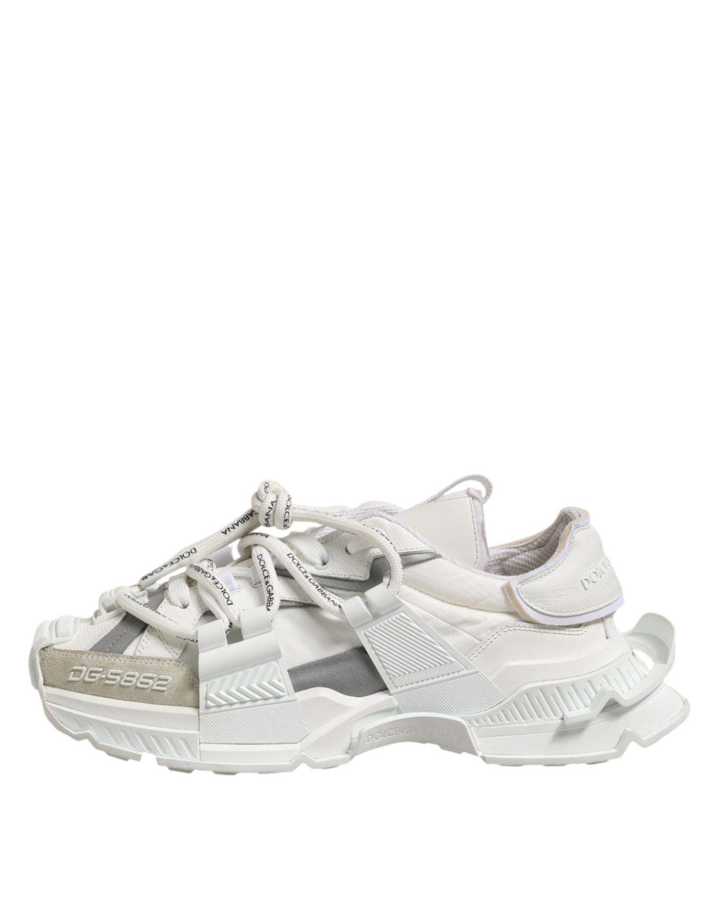 Dolce &amp; Gabbana White Gray Low Top Space Sneakers Shoes