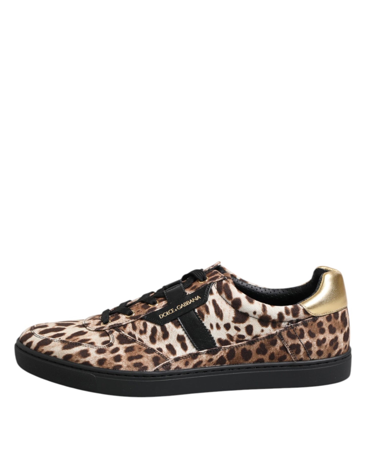 Dolce &amp; Gabbana Brown Leopard Logo Print Cotton Sneakers Shoes