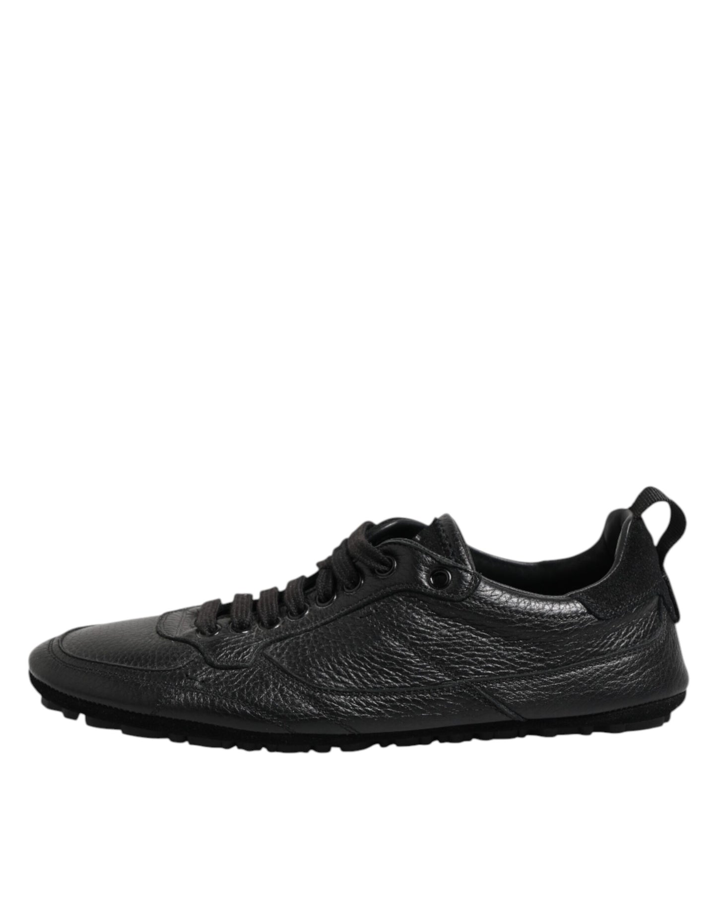 Dolce &amp; Gabbana Black Leather Lace Up Low Top Sneakers Shoes