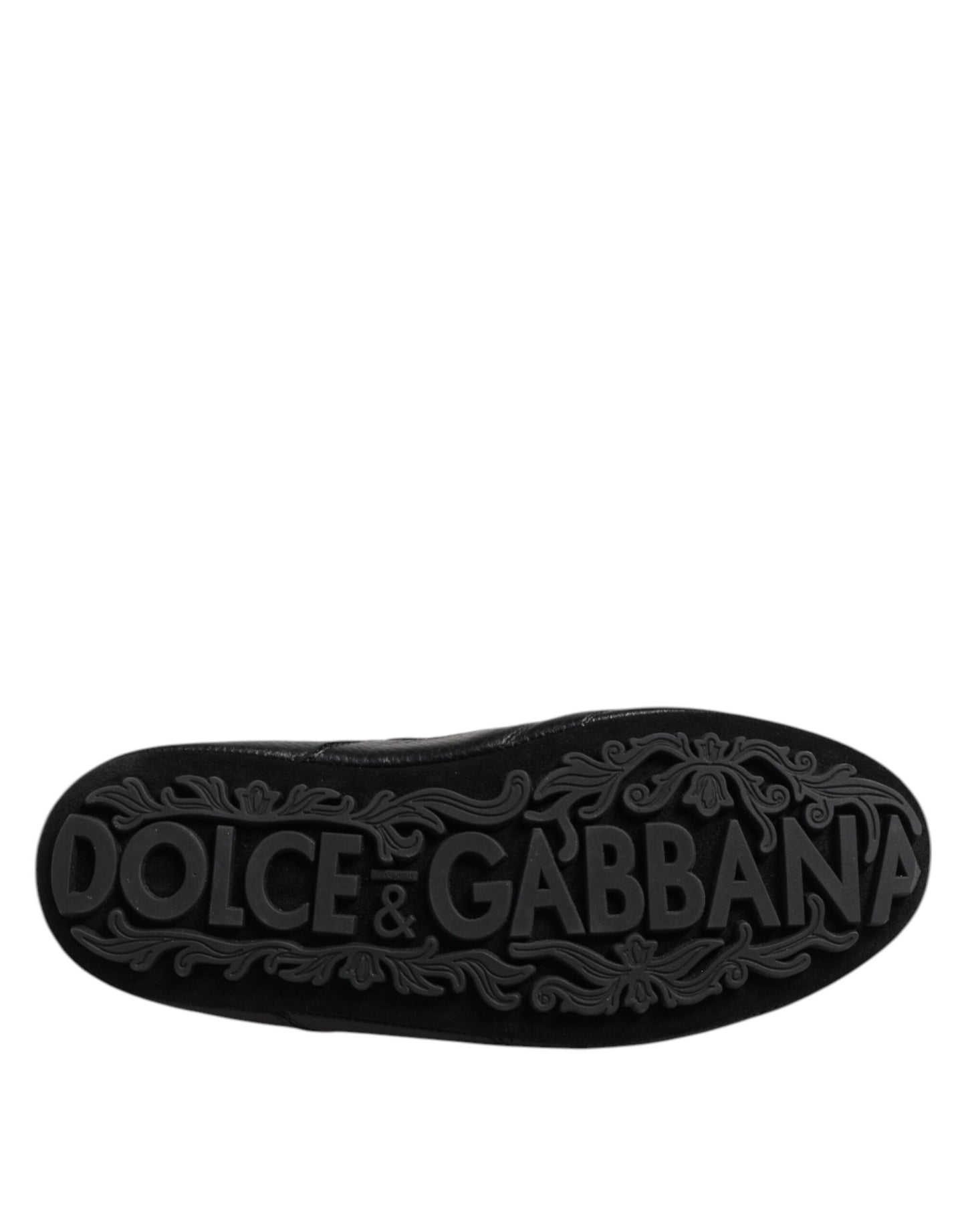 Dolce &amp; Gabbana Black Leather Lace Up Low Top Sneakers Shoes